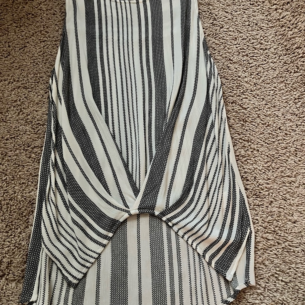 Staccato Asymmetrical Black and White Striped Skirt